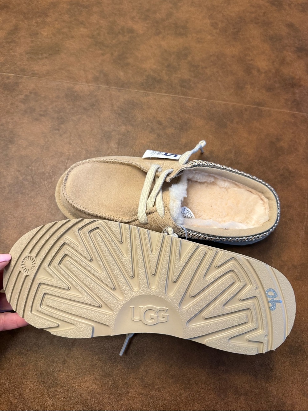 UGG Light Beige Suede Lace Moccasins - Picture 3 of 5